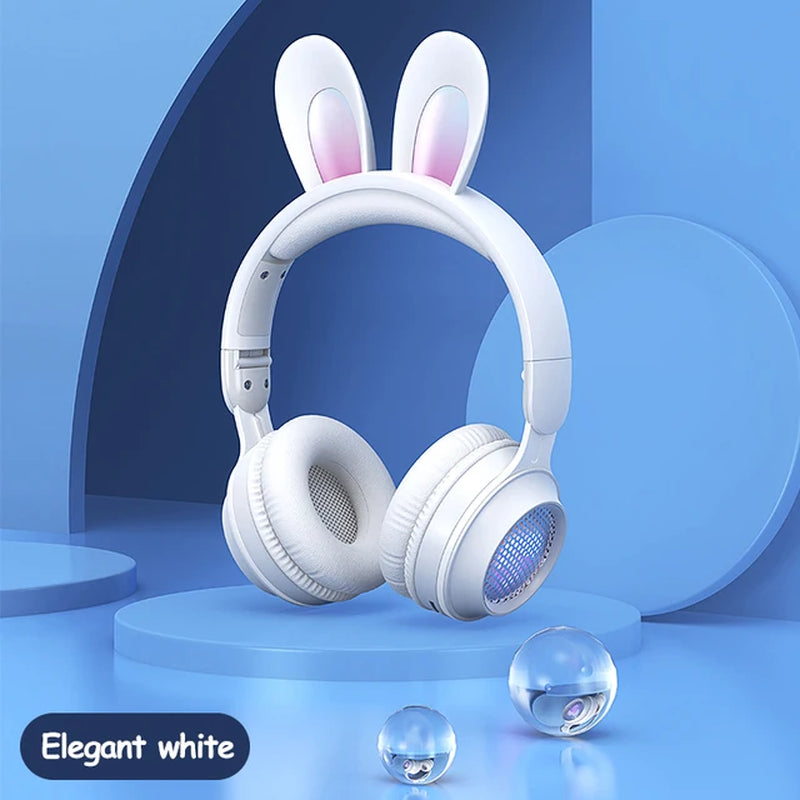 Wireless Headphones Rabbit Ear Headphones with Microphone Cute Girl Music Bluetooth Headphones for Kids Gaming Headphones