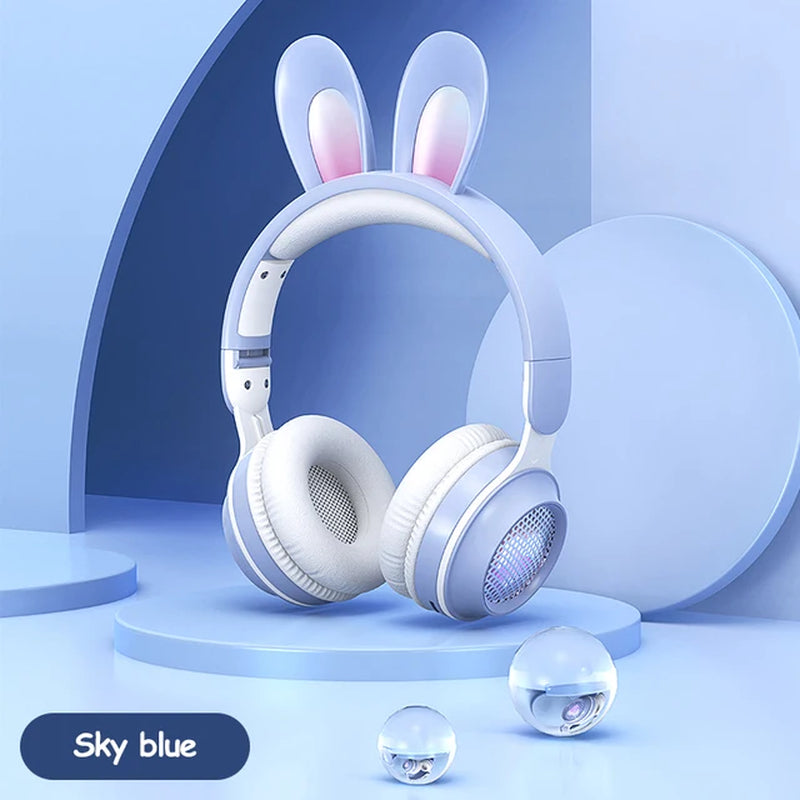 Wireless Headphones Rabbit Ear Headphones with Microphone Cute Girl Music Bluetooth Headphones for Kids Gaming Headphones